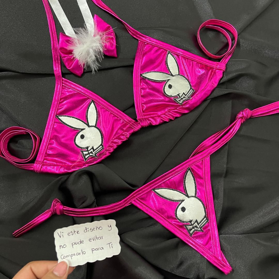 Conjunto play boy mini fucsia c19